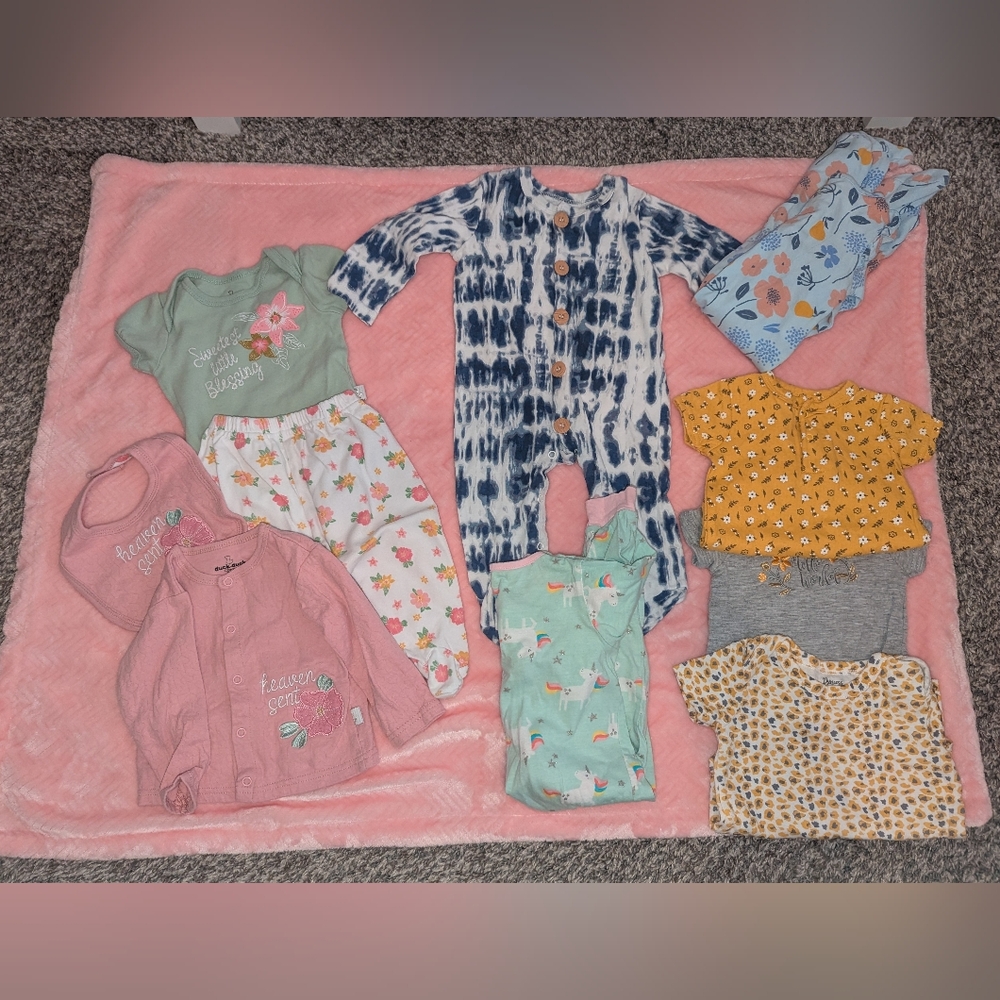 Baby Clothing Bundle with Tie-Dye and Floral Patterns